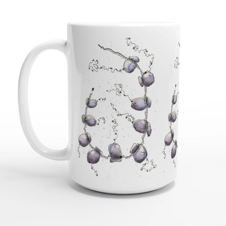 mug printed with an abstract watercolor painting of a polyribosome