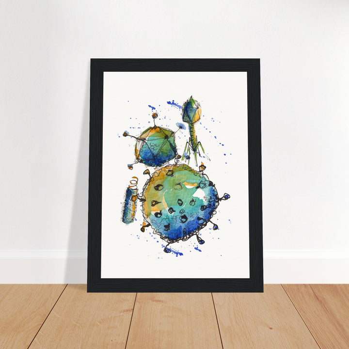 abstract print of watercolor virus painting by ontogenie, framed