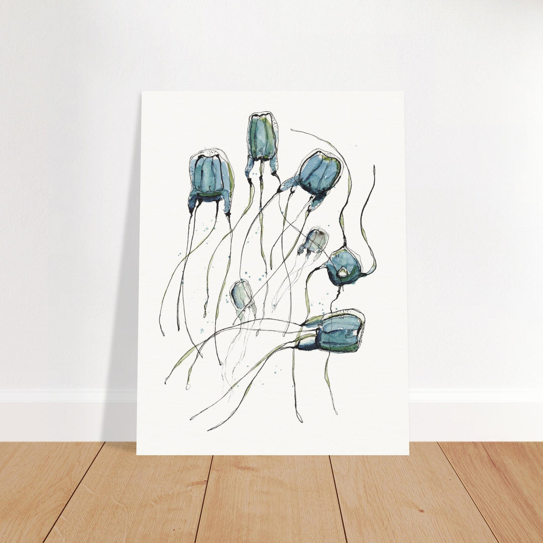 alatina box jellyfish watercolor art print by ontogenie