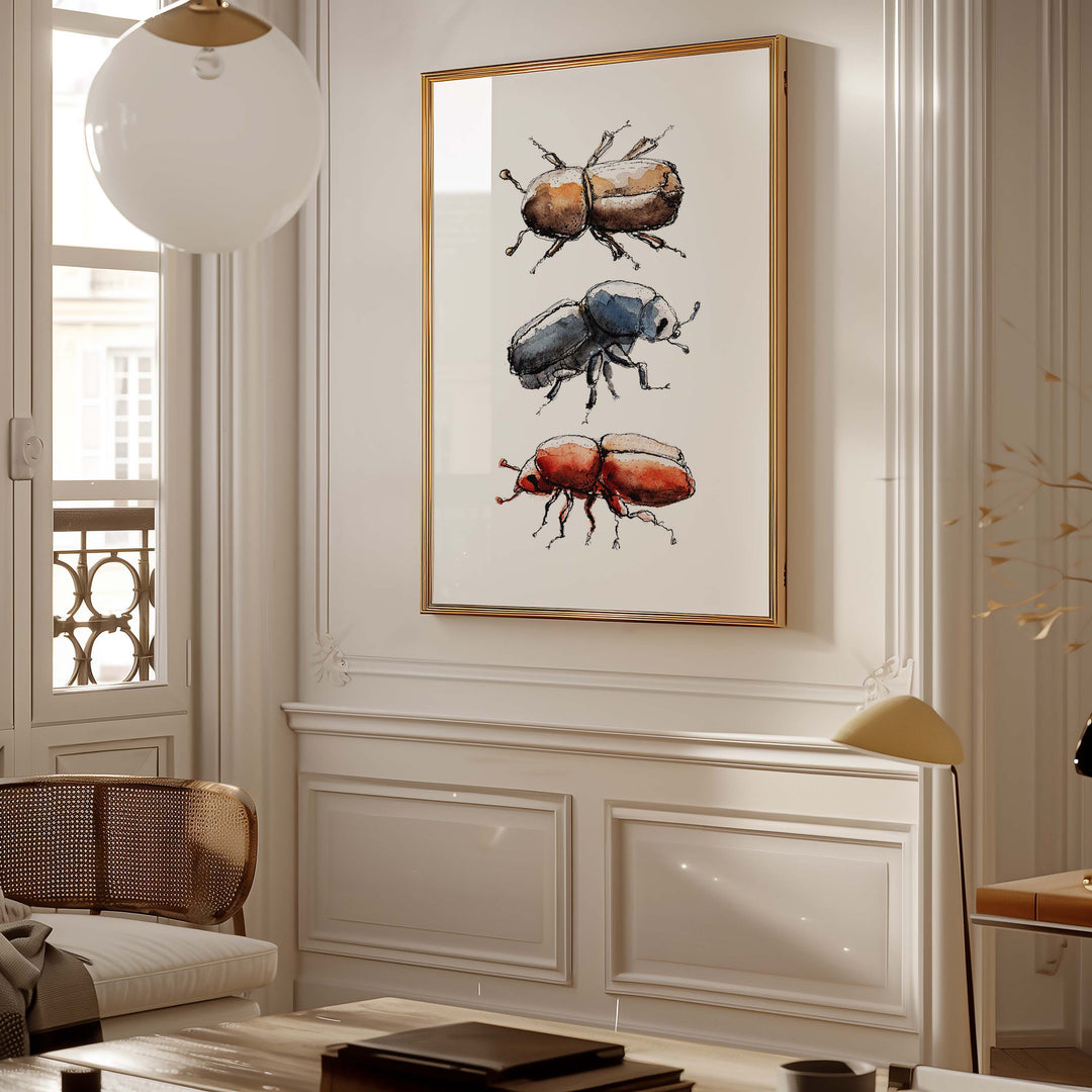 bark beetle framed watercolor art print by ontogenie