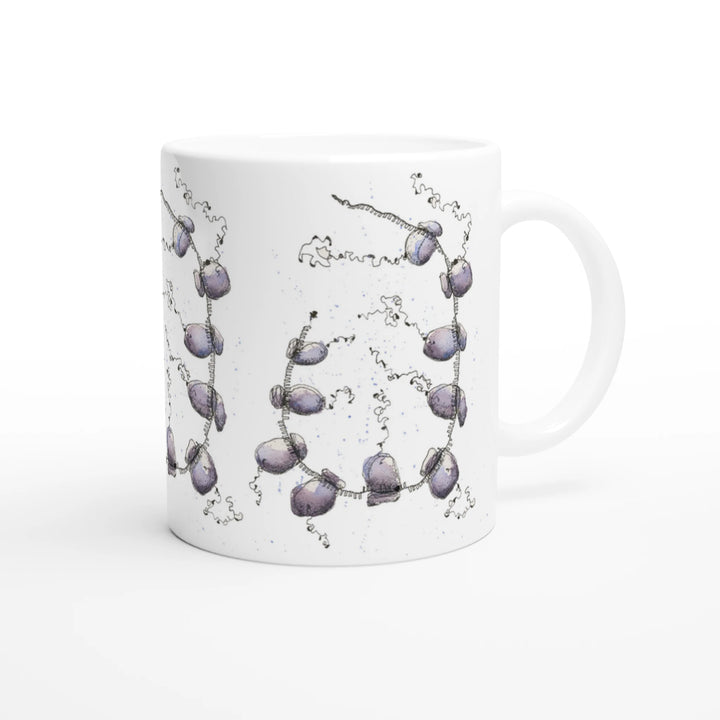 mug printed with an abstract watercolor painting of a polyribosome