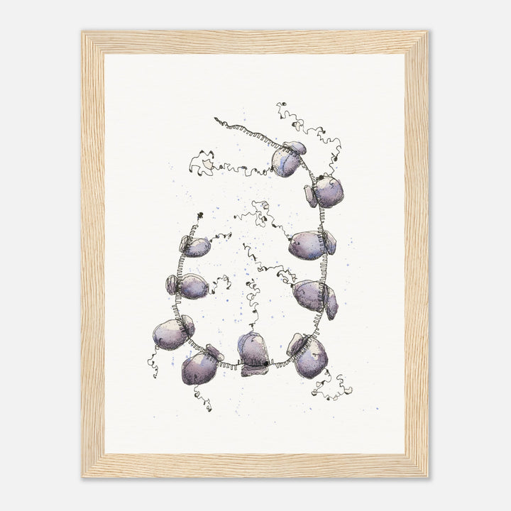 polyribosome abstract watercolor framed print by ontogenie, molecular biology art