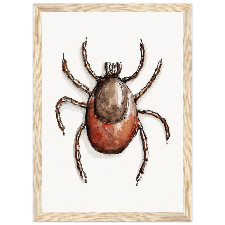 framed print of deer tick ixodes watercolor painting by ontogenie