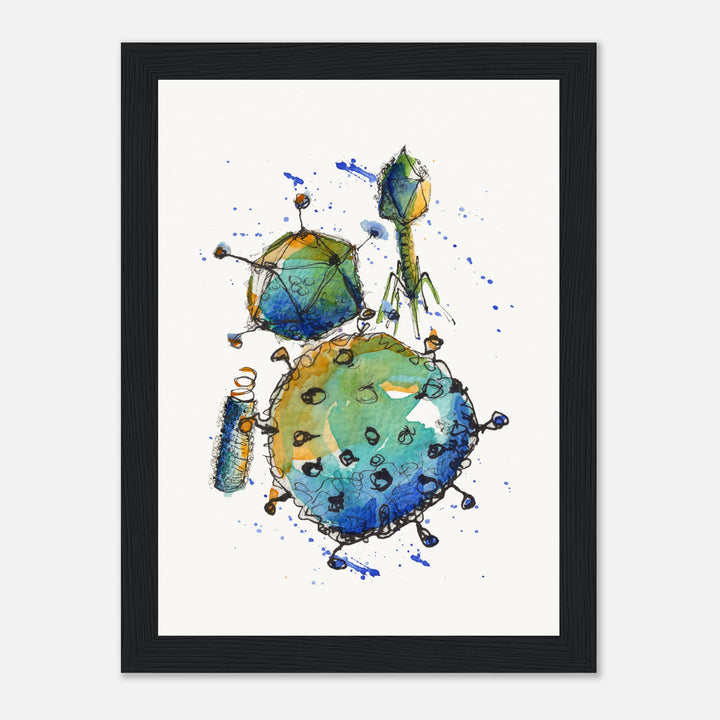 abstract print of watercolor virus painting by ontogenie, framed