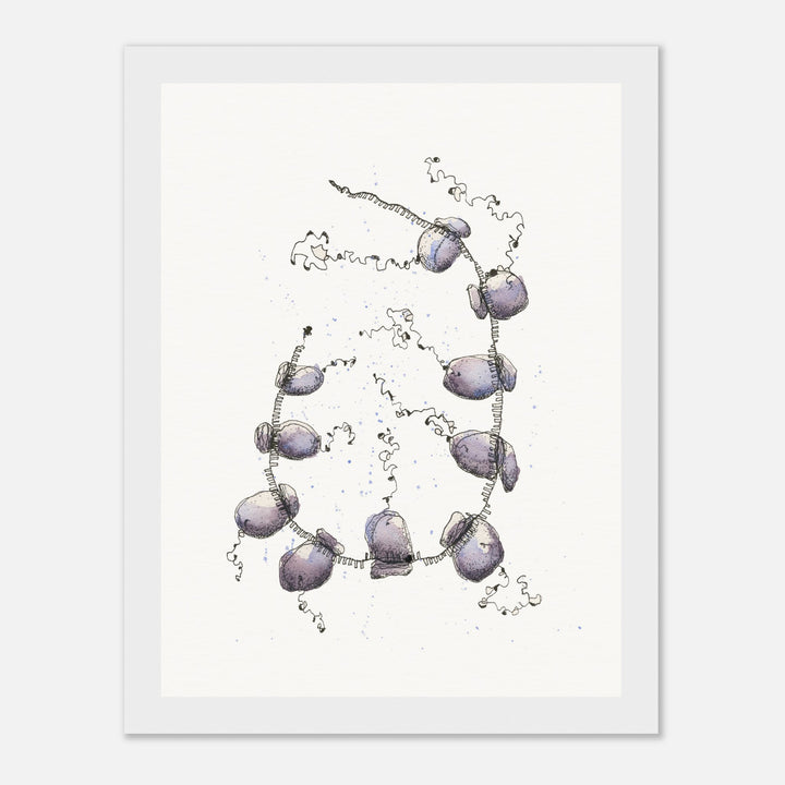 polyribosome abstract watercolor framed print by ontogenie, molecular biology art