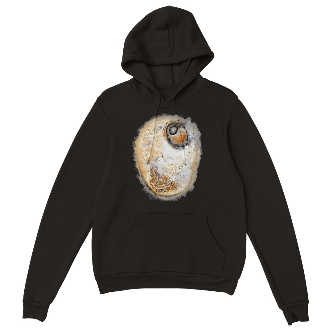 animal cell watercolor painting printed on black hoodie by ontogenie