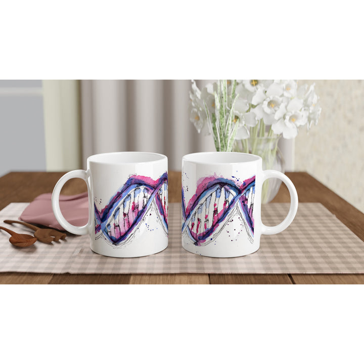 purple abstract dna mug design by ontogenie