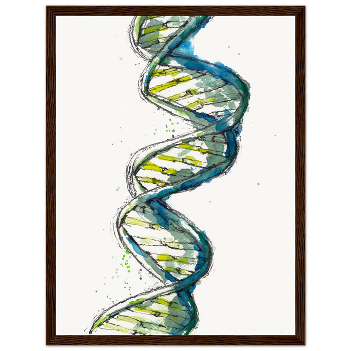 framed print of green DNA watercolor painting by ontogenie