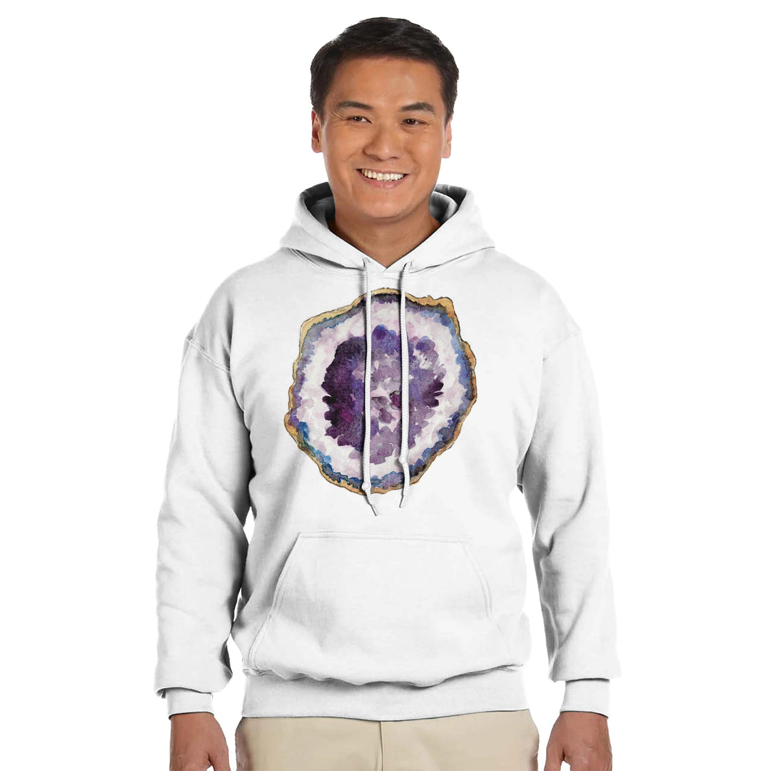 geode hoodie in white on male model