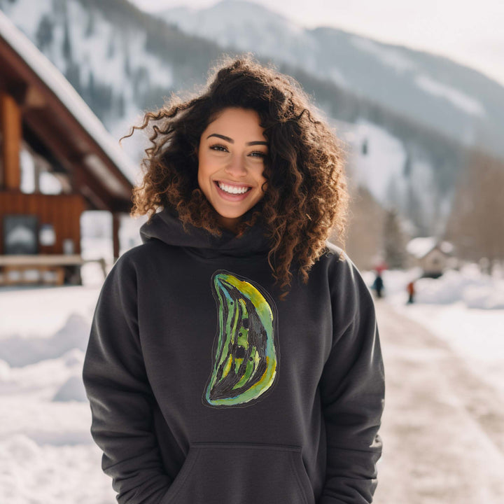 chloroplast watercolor design on dark gray hoodie by ontogenie