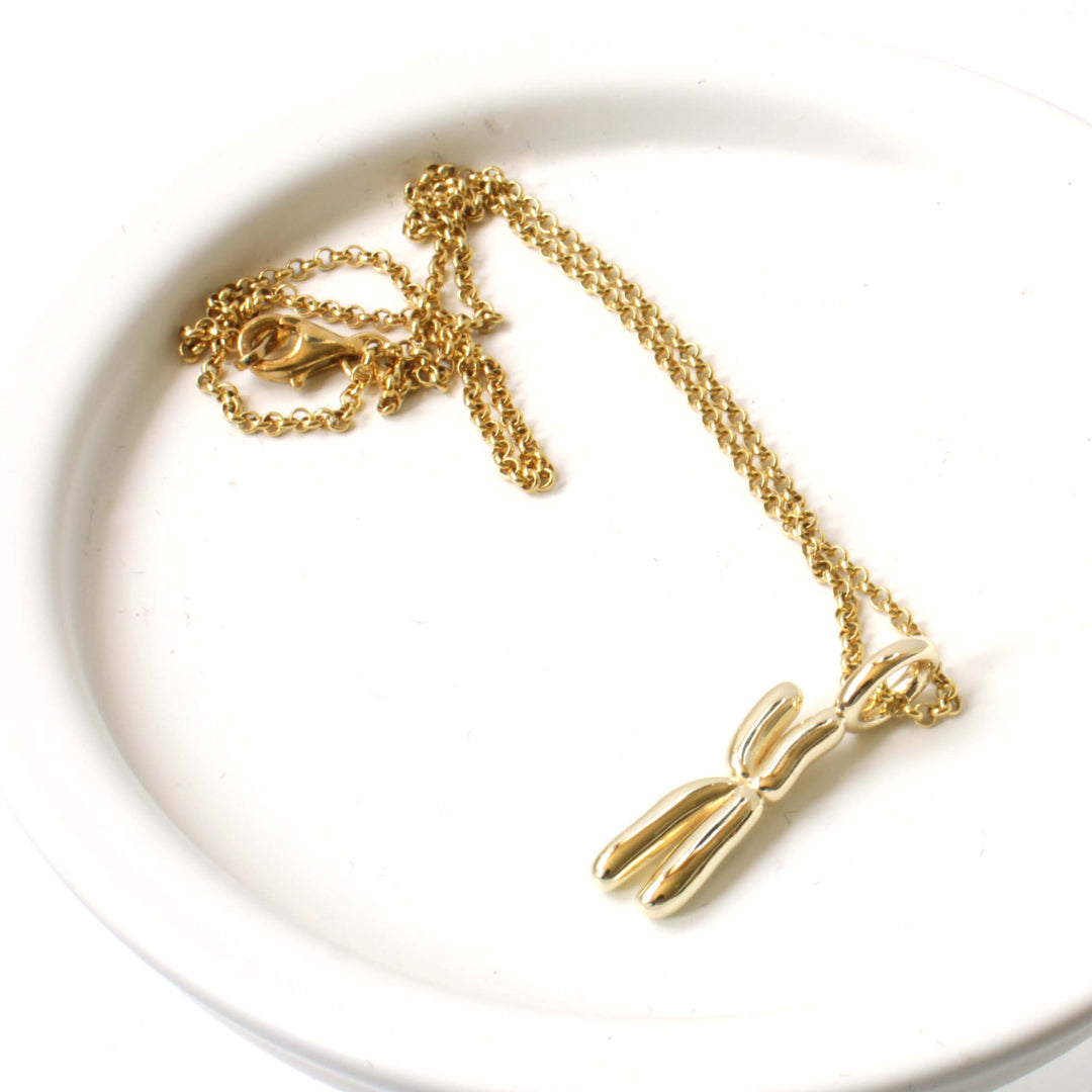 Chromosome pendant in 14K gold plated brass by Ontogenie Science Jewelry