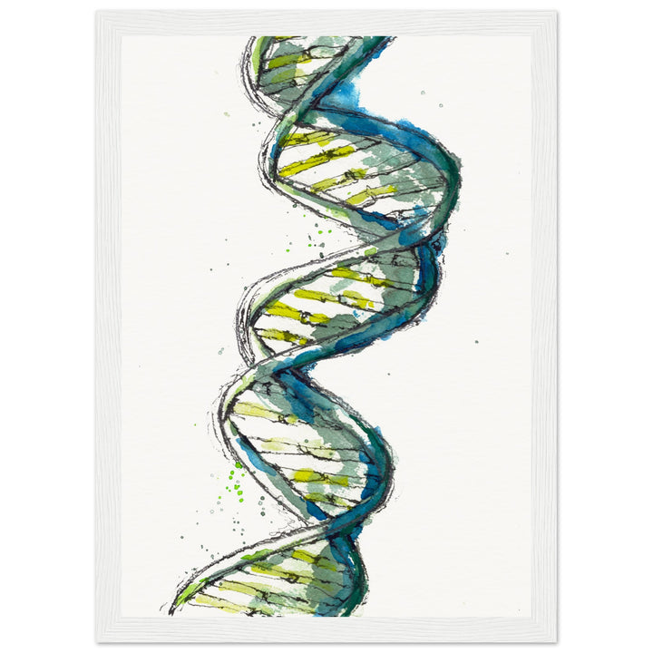 framed print of green DNA watercolor painting by ontogenie