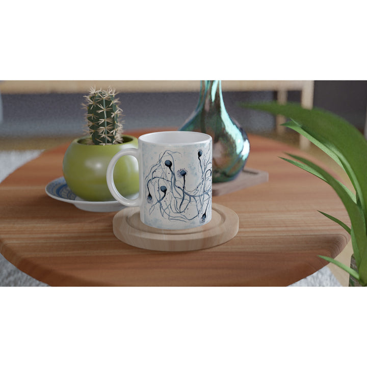 filamentous fungus watercolor painting on ceramic mug by ontogenie