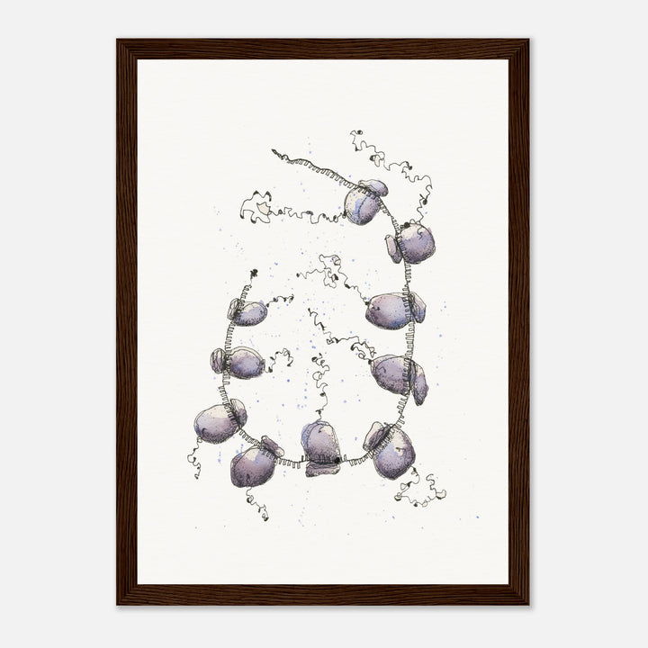 polyribosome abstract watercolor framed print by ontogenie, molecular biology art