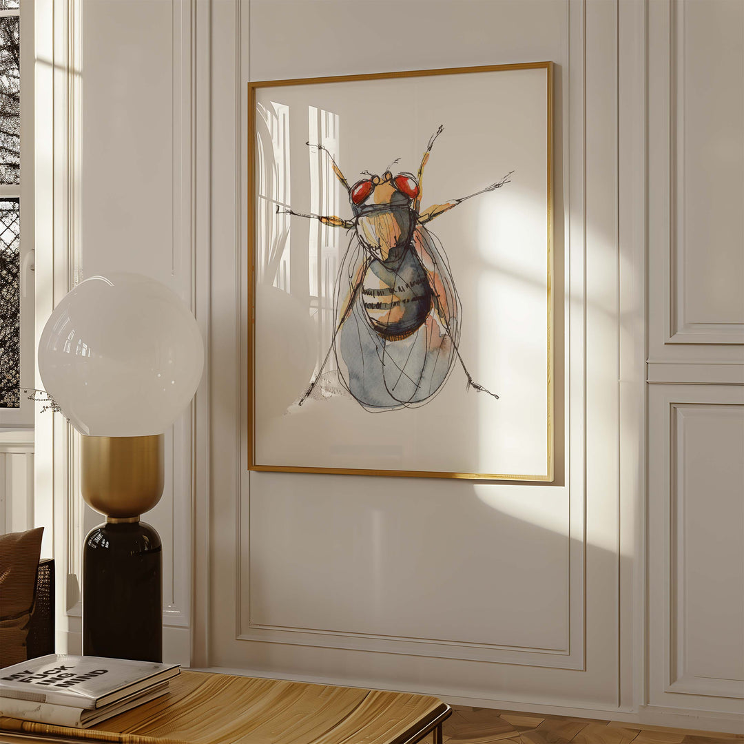 drosophila watercolor art print framed by ontogenie