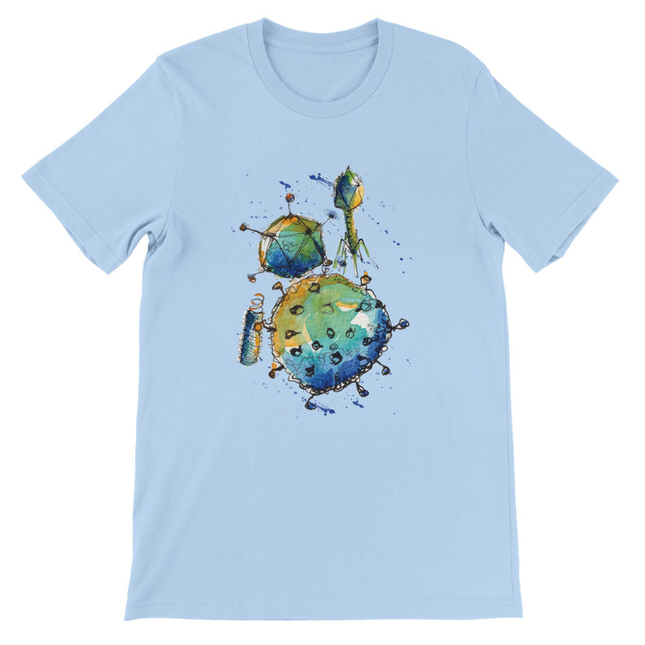 baby blue crew-neck virus t-shirt by ontogenie