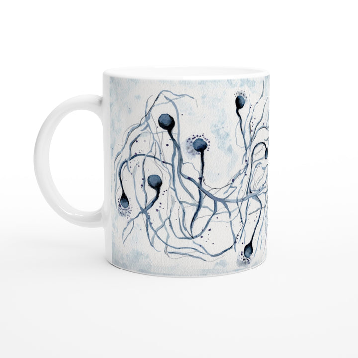 filamentous fungus watercolor painting on ceramic mug by ontogenie