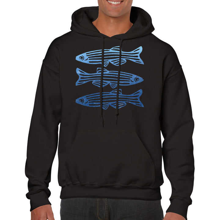 zebrafish design on black hoodie by ontogenie