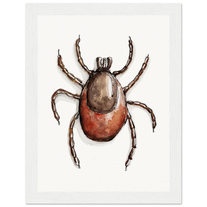 framed print of deer tick ixodes watercolor painting by ontogenie