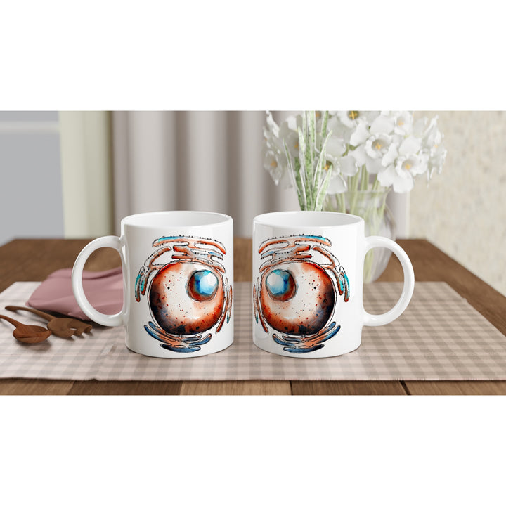 cell nucleus abstract design on white mug