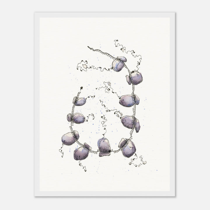 polyribosome abstract watercolor framed print by ontogenie, molecular biology art