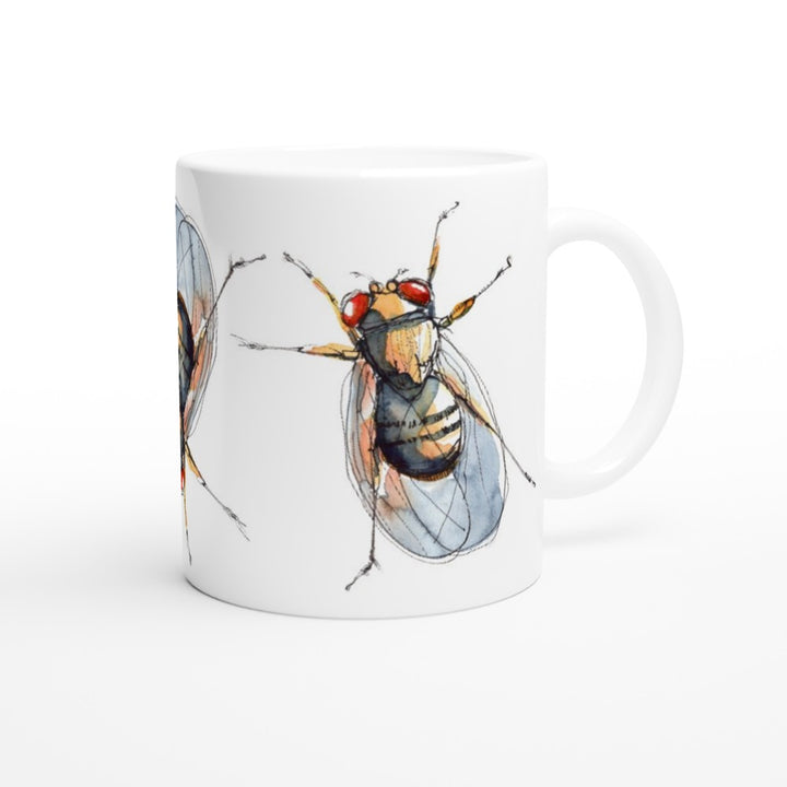 drosophila watercolor painting on coffee mug by ontogenie
