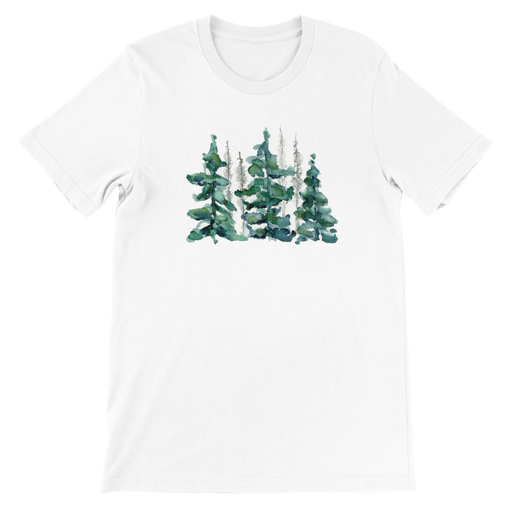 bark beetle damaged european spruce forest painting on white t-shirt by ontogenie