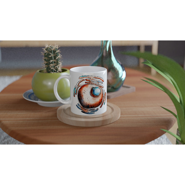 cell nucleus abstract design on white mug