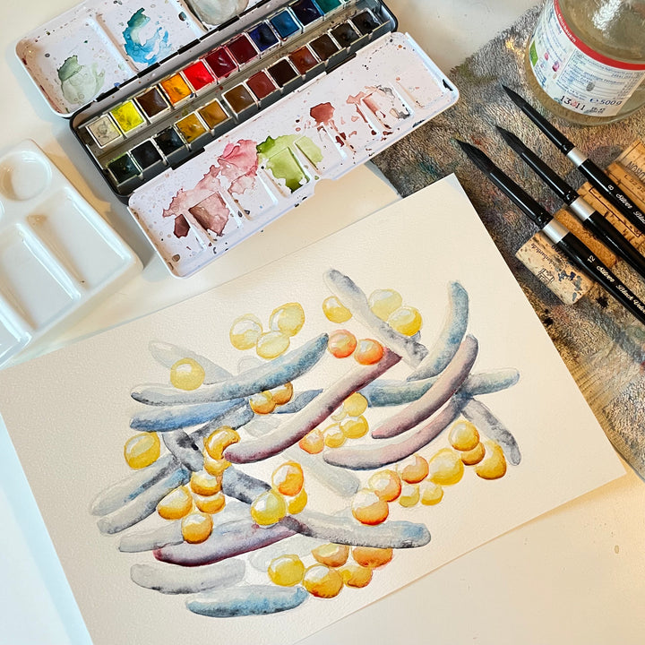 original gut microbiome watercolor painting by ontogenie