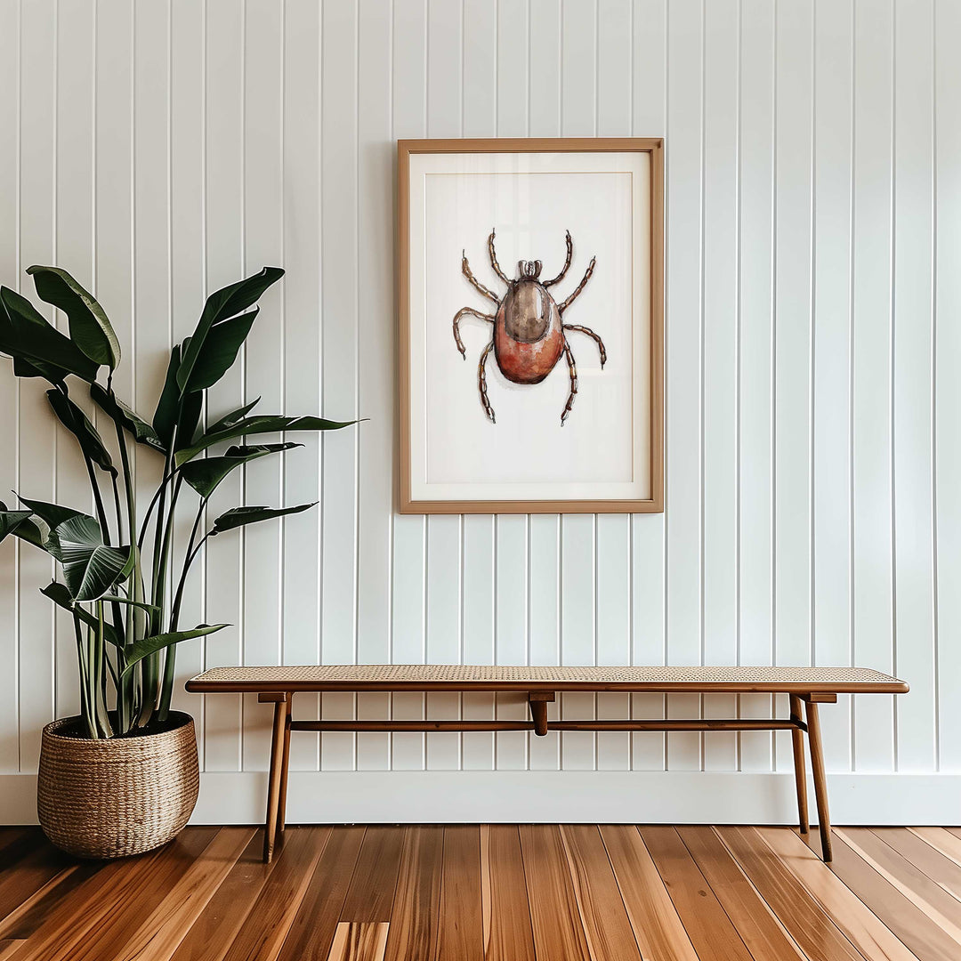 ixodes deer tick watercolor painting, framed print, room mockup