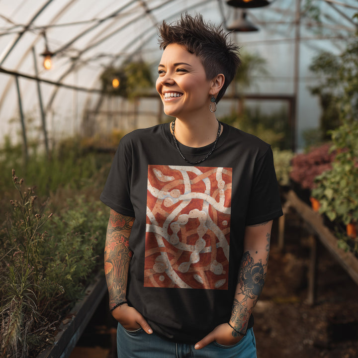 neurospora crassa filamentous fungus watercolor design tshirt, black shirt