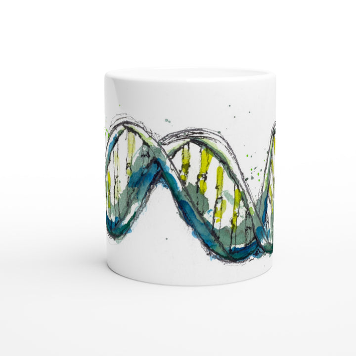 green dna science art biology mug by ontogenie
