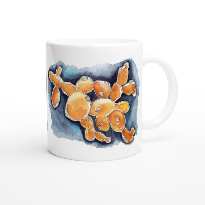 budding yeast watercolor design on mug by ontogenie