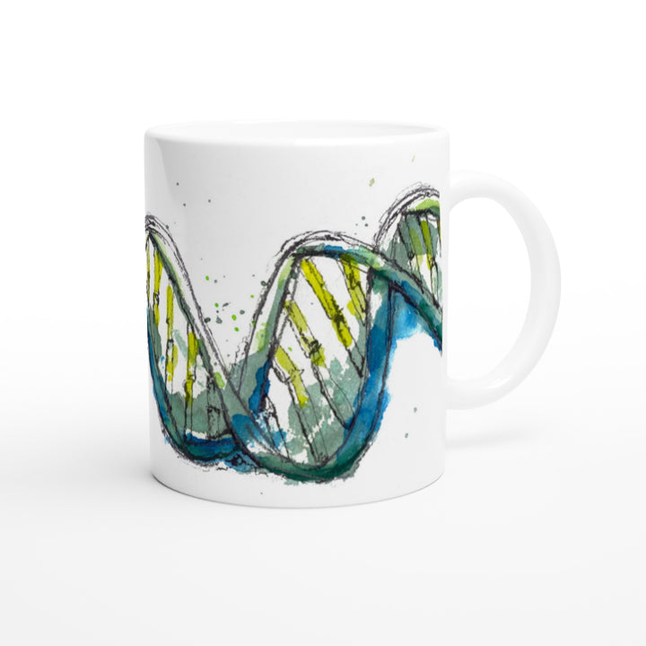 green dna science art biology mug by ontogenie