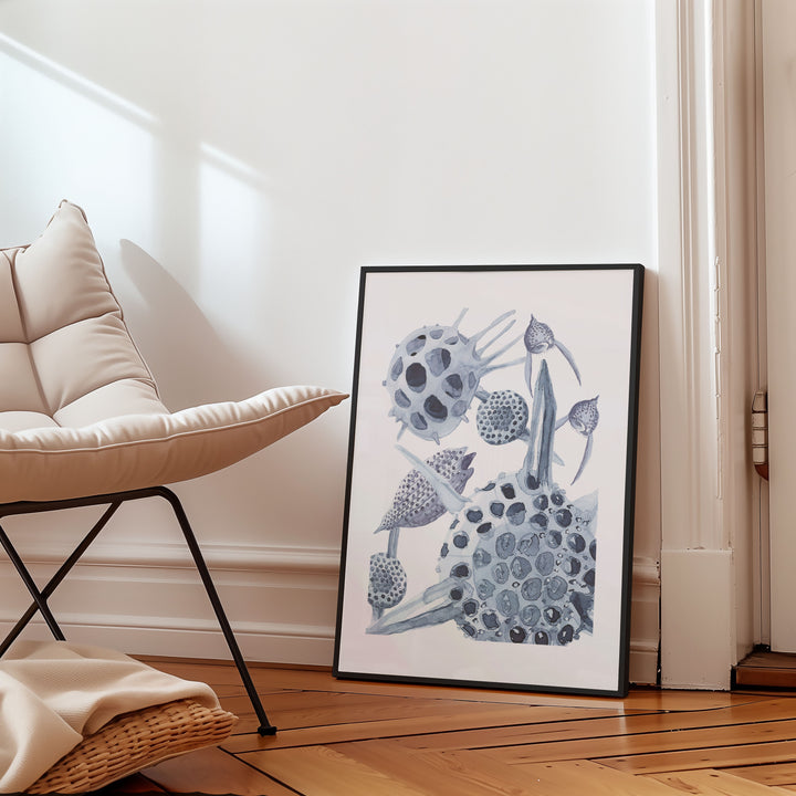 radiolaria watercolor painting framed print by ontogenie