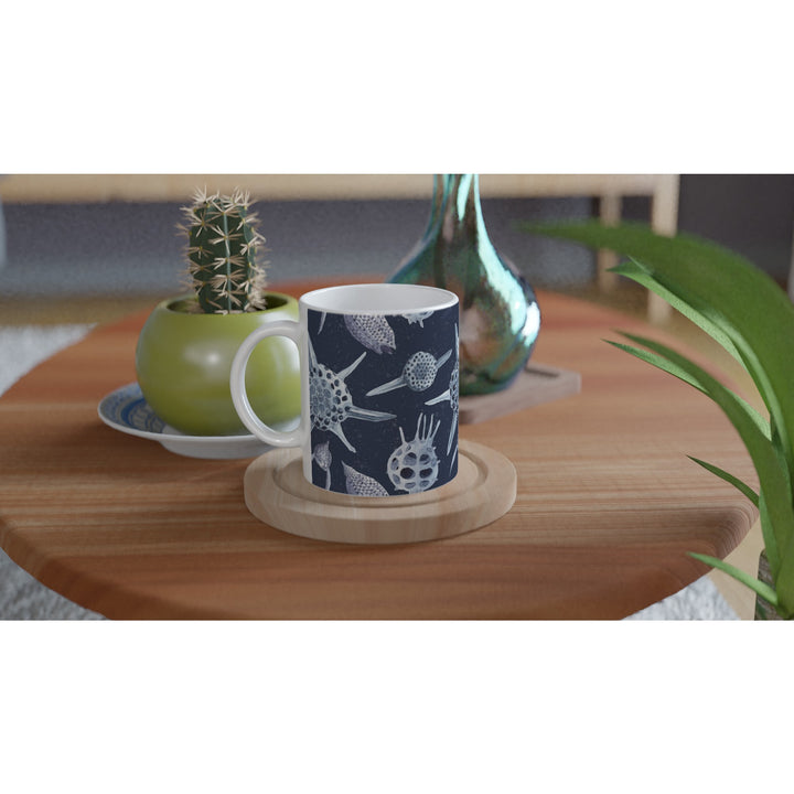 radiolaria mug 11 oz on wooden table