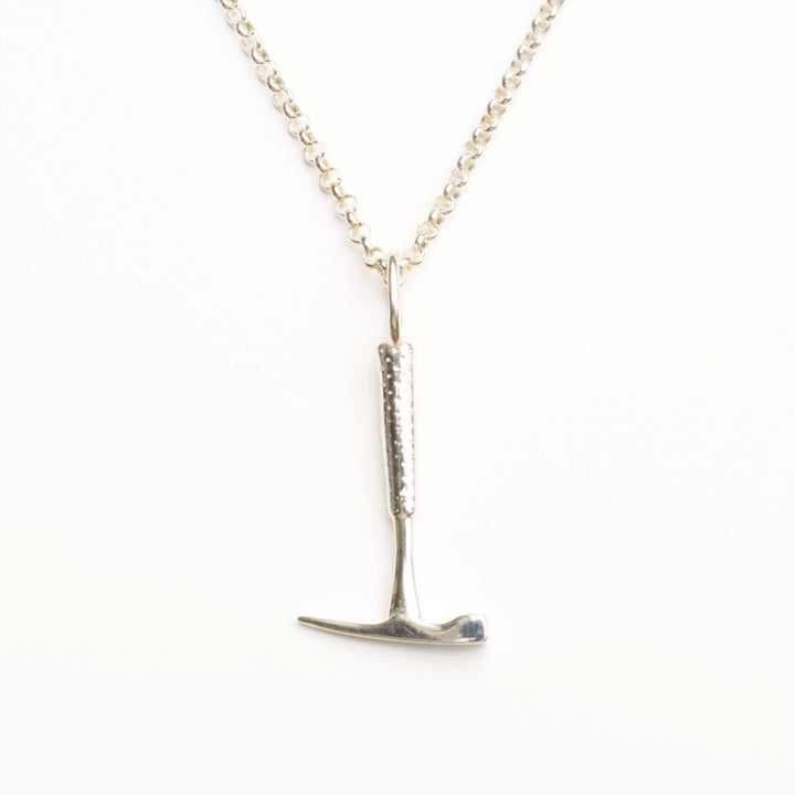 sterling silver rock hammer pendant by ontogenie science jewelry