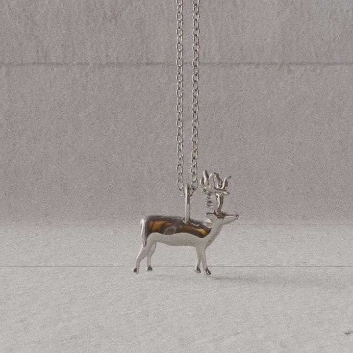 sterling silver paleolithic lascaux reindeer pendant rotate video