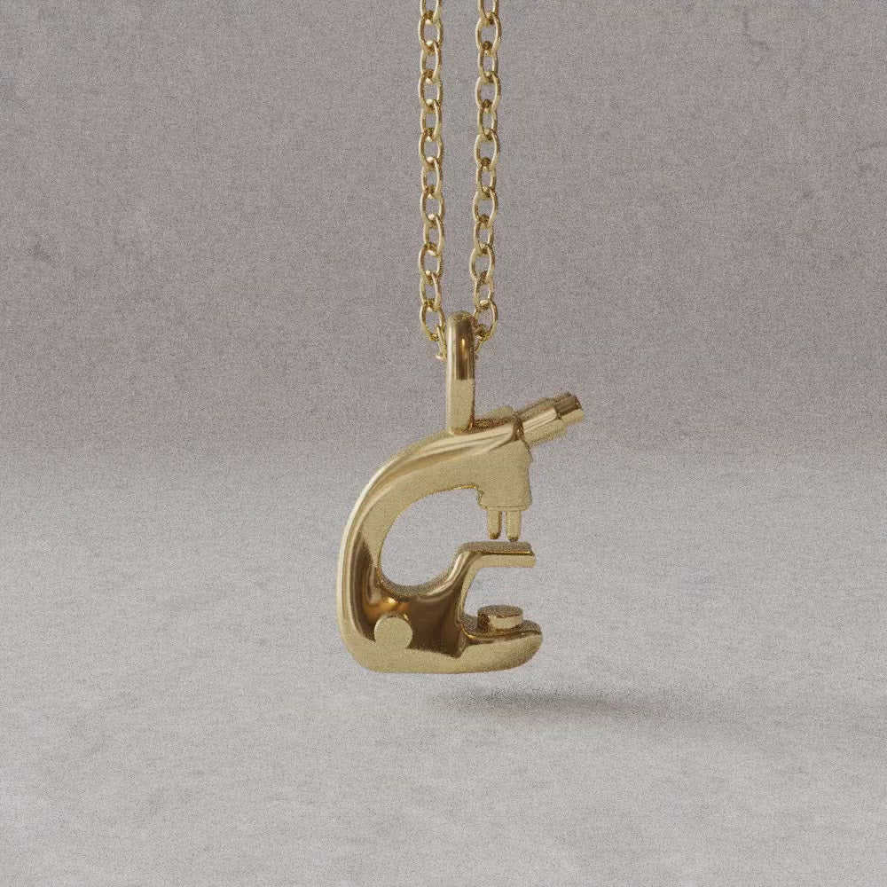 microscope pendant 14K gold plated brass rotation video