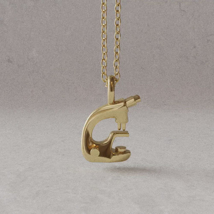 microscope pendant 14K gold plated brass rotation video