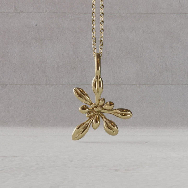 video of small gold arabidopsis pendant rotating