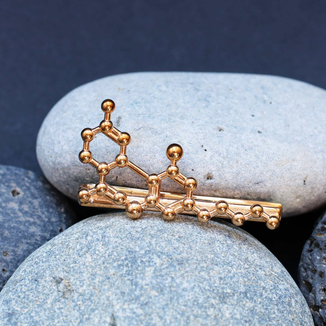 CBD Cannabidiol tie bar for men in bronze Ontogenie Science Jewelry