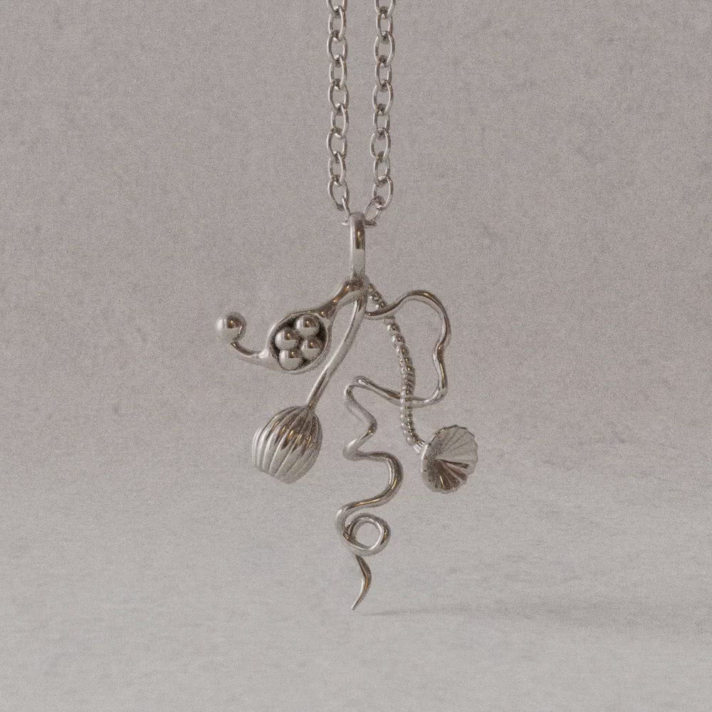 Opercularella hydrozoan sterling silver pendant rotation video