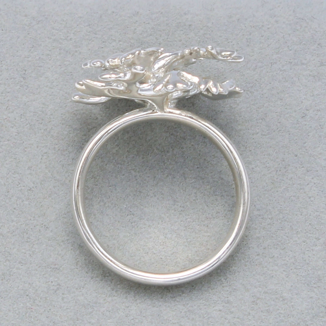 Marine biology ring, acropora elkhorn coral ring in sterling silver by ontogenie science jewelry