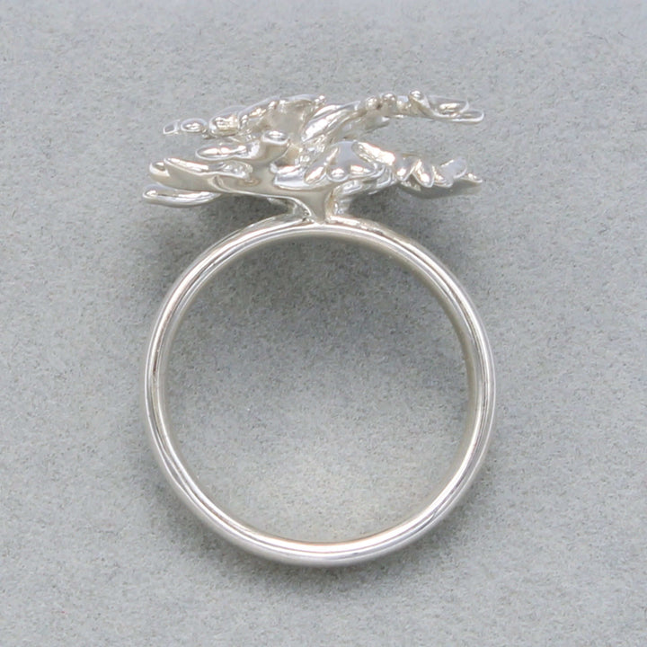 Marine biology ring, acropora elkhorn coral ring in sterling silver by ontogenie science jewelry