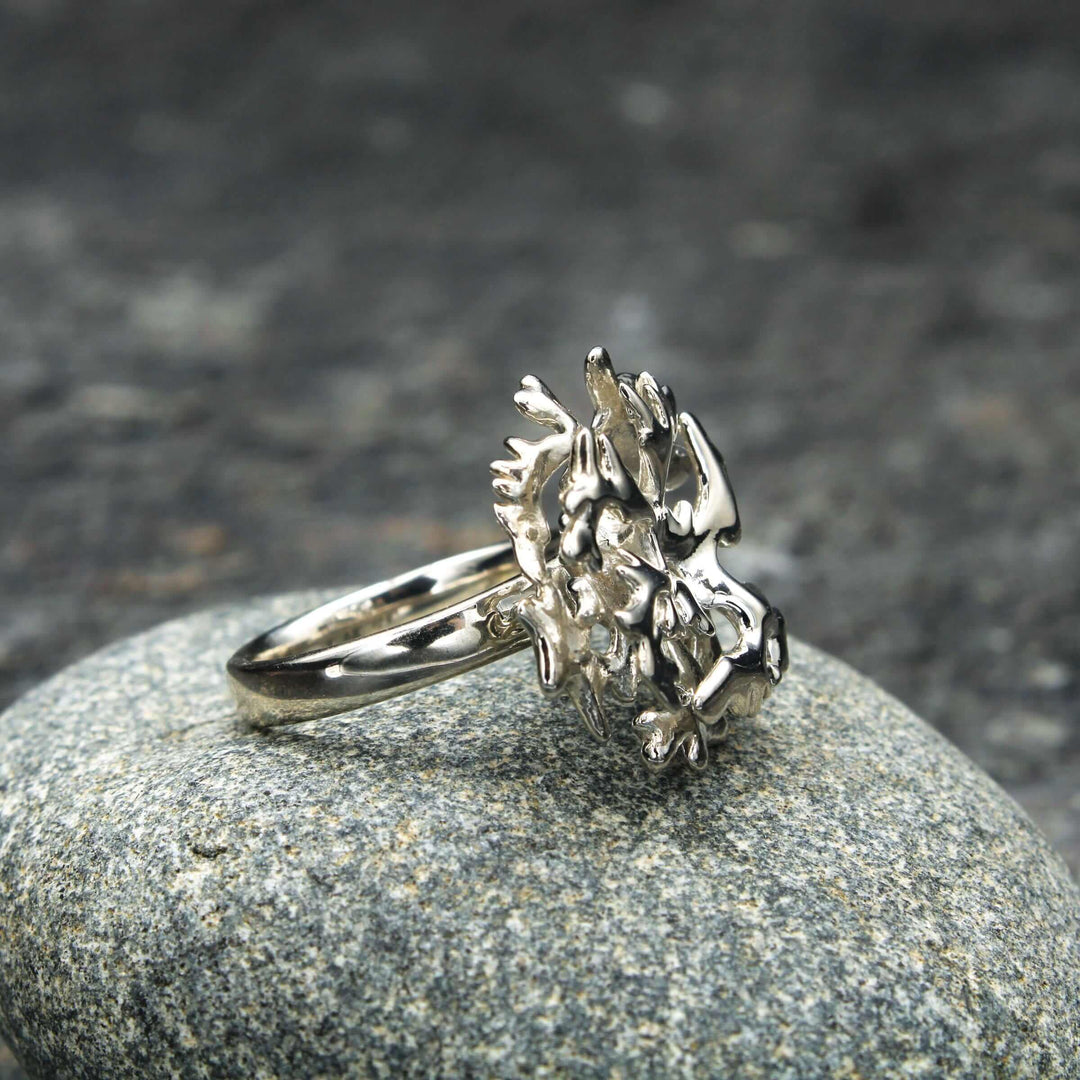 acropora elkhorn coral ring in sterling silver by ontogenie science jewelry