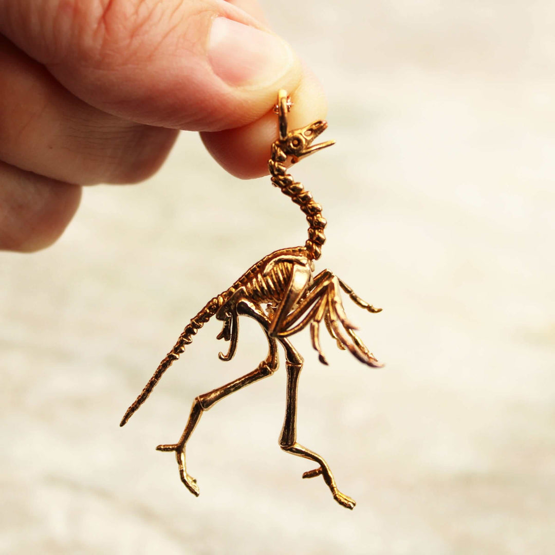 bronze archaeopteryx fossil pendant