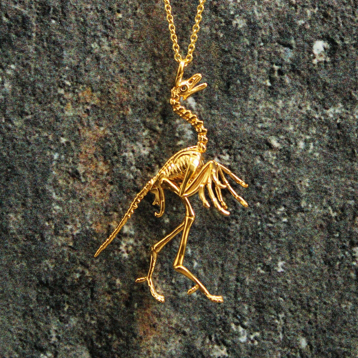 archaeopteryx pendant in gold plated brass