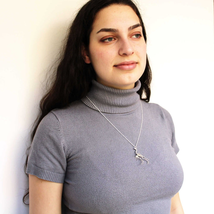 Archaeopteryx pendant sterling silver on model Ontogenie