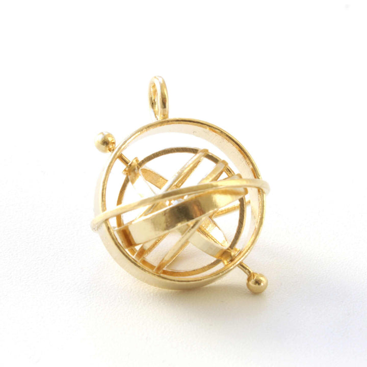 Armillary sphere pendant in brass by ontogenie science jewelry